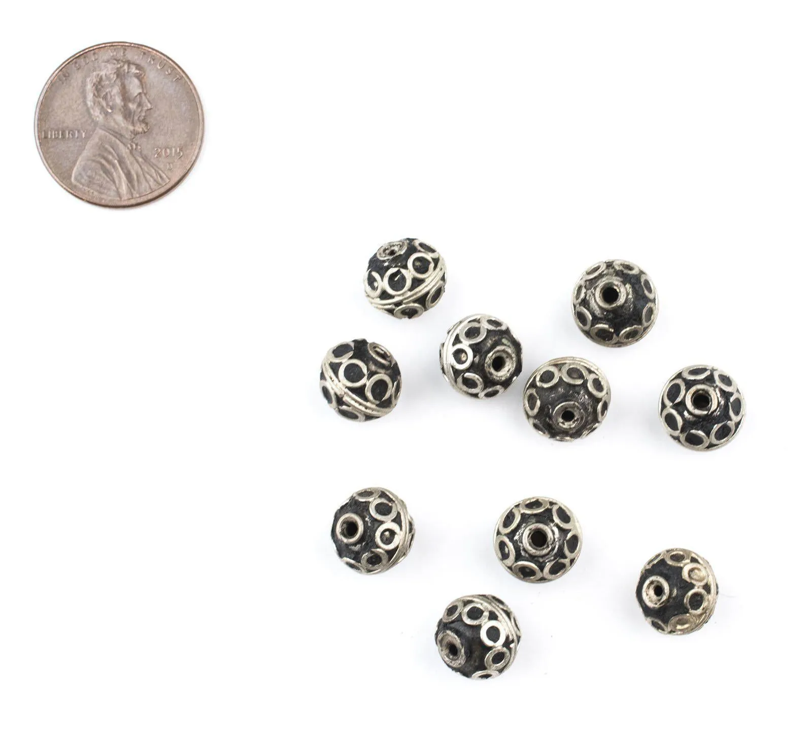 10mm Berber Silver Bicone Beads (Set of 10)