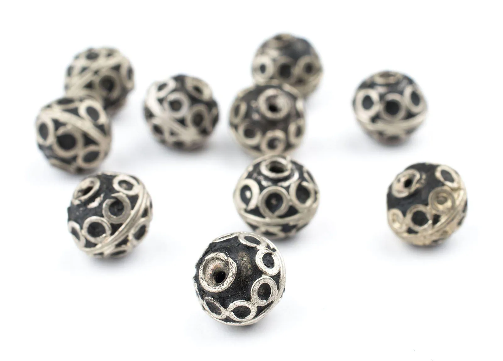 10mm Berber Silver Bicone Beads (Set of 10)