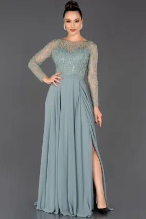 16705 Mint Sequined Embroidered Tulle Chiffon Dress