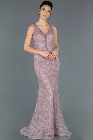 16756 Dusty Pink Sequined Lace Belt Dress