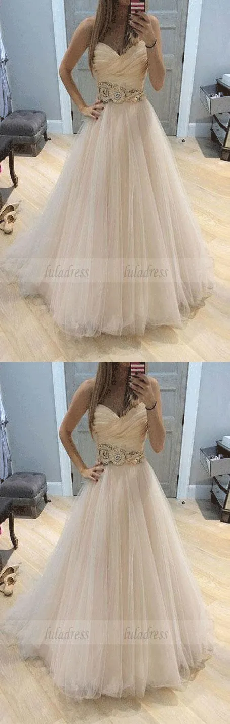 A line tulle long Sweetheart prom dresses,formal dress