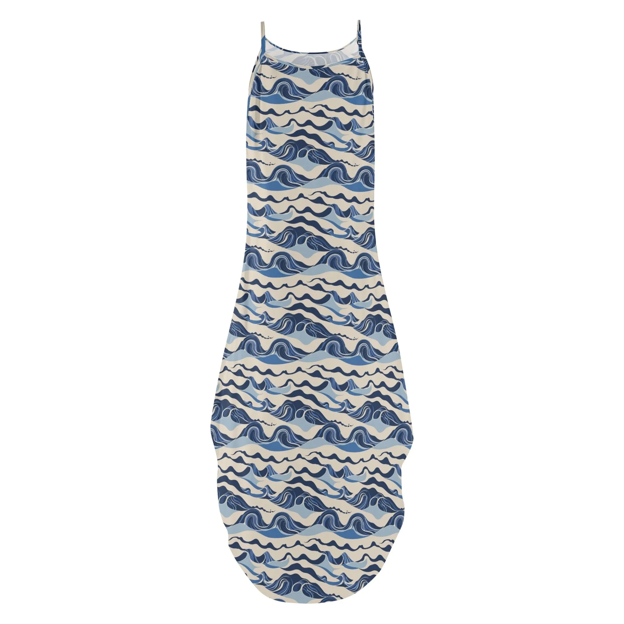 Abstract Wave Womens Elegant Sleeveless Evening Dress
