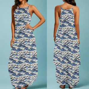 Abstract Wave Womens Elegant Sleeveless Evening Dress