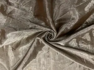Antique Brown & Silver Plain Pure Tissue Fabric