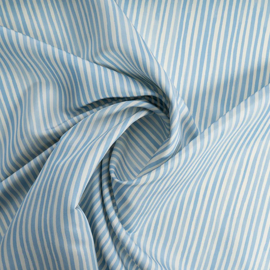 Baby Blue 'Striped' Pure Silk Cream Faille