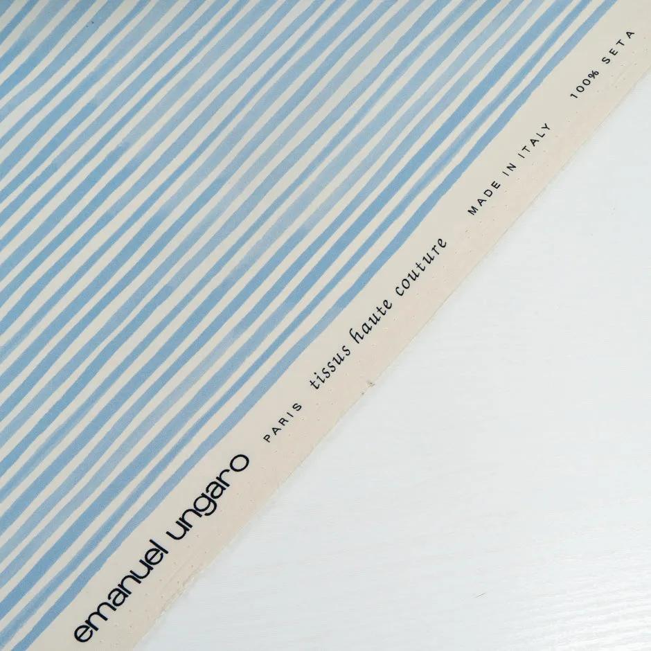 Baby Blue 'Striped' Pure Silk Cream Faille