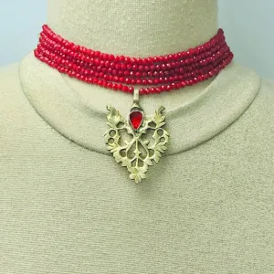 Beaded Multilayers With Brass Motif Jewelry Set