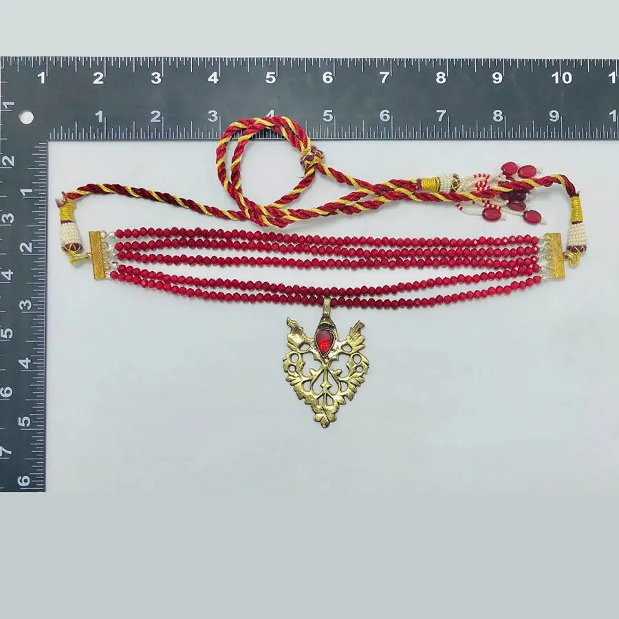 Beaded Multilayers With Brass Motif Jewelry Set