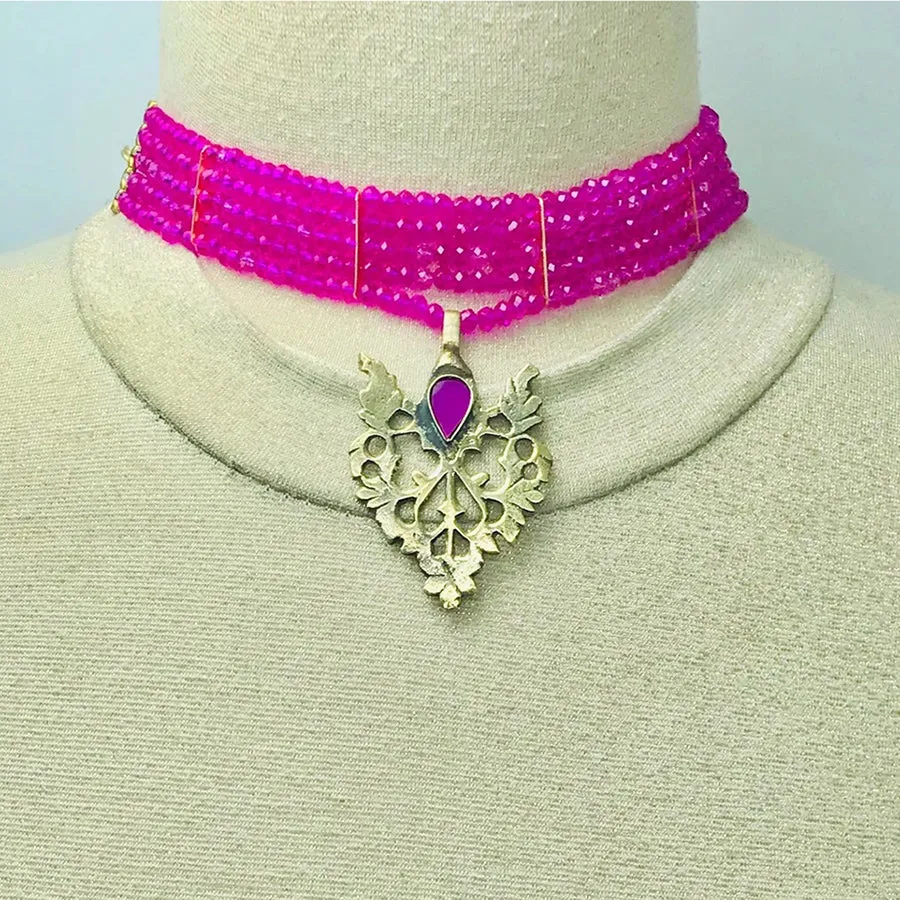 Beaded Multilayers With Brass Motif Jewelry Set