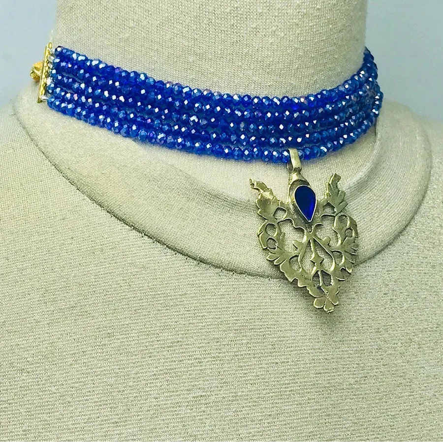 Beaded Multilayers With Brass Motif Jewelry Set