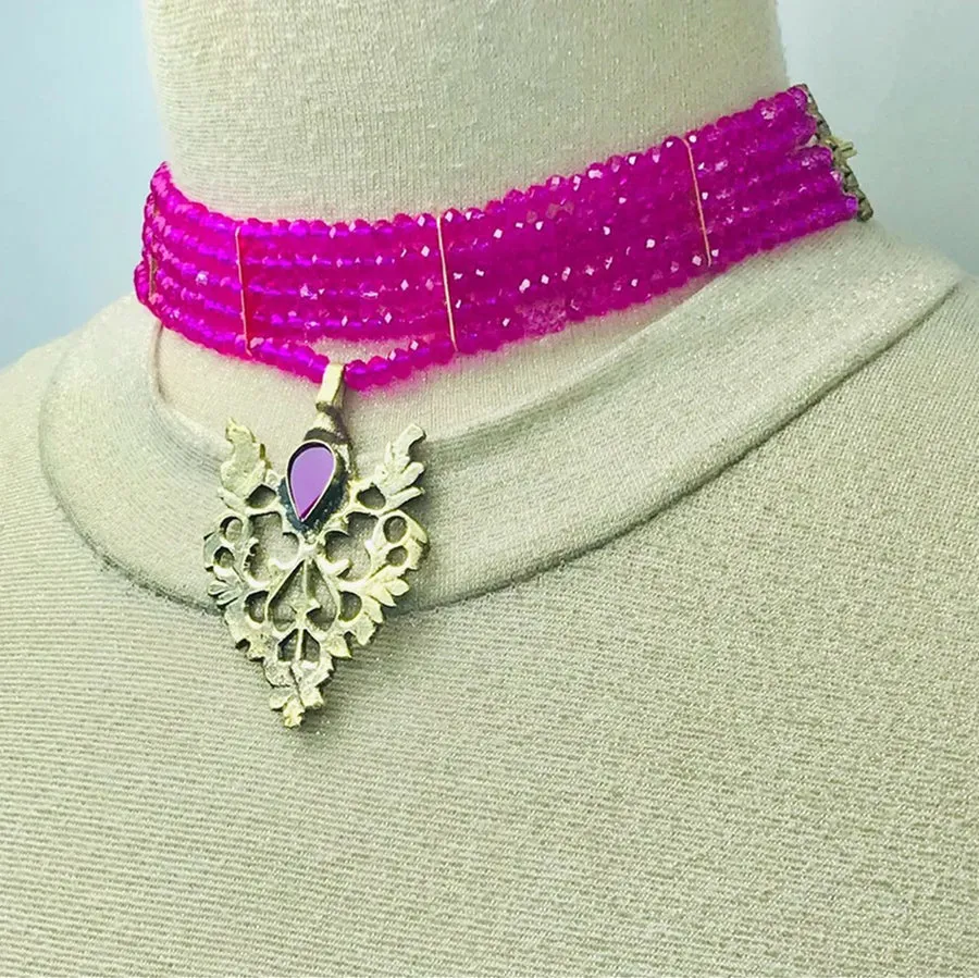 Beaded Multilayers With Brass Motif Jewelry Set