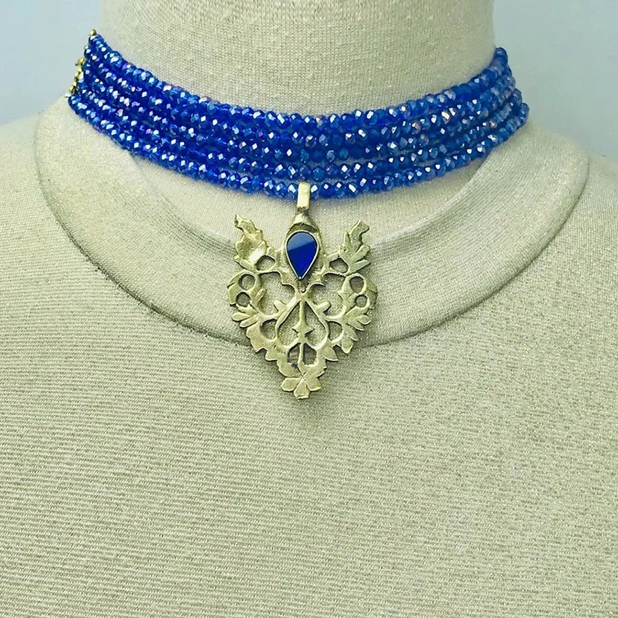 Beaded Multilayers With Brass Motif Jewelry Set