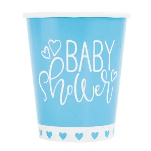 Blue Baby Shower Hearts 9oz Paper Cups 8pk