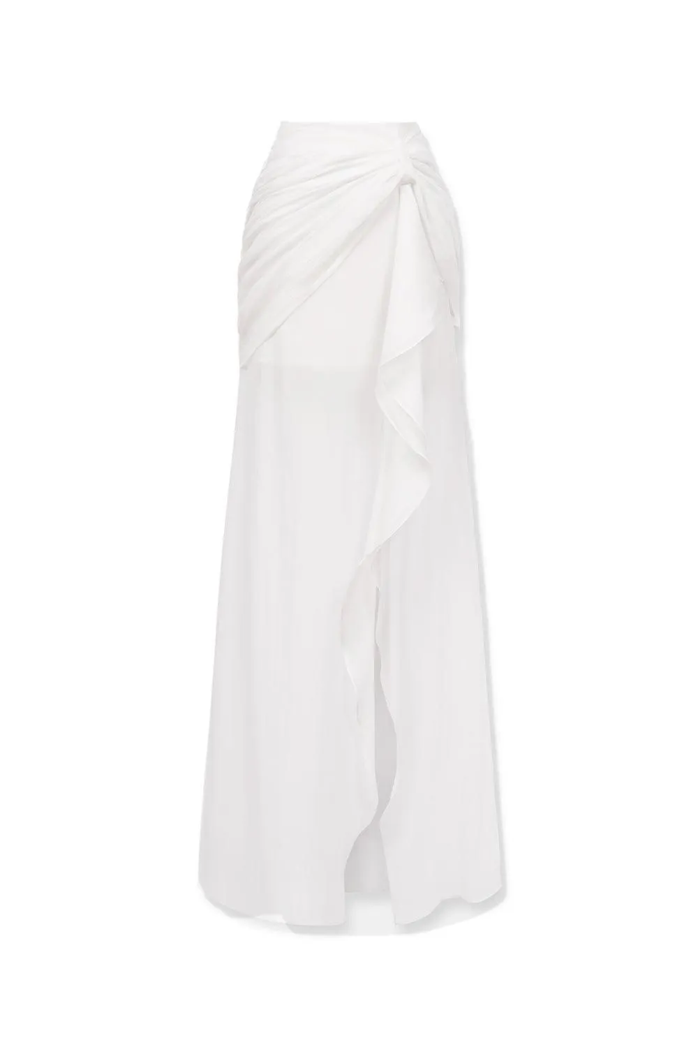 Caily Slit Gathered Silk Chiffon Floor Length Skirt