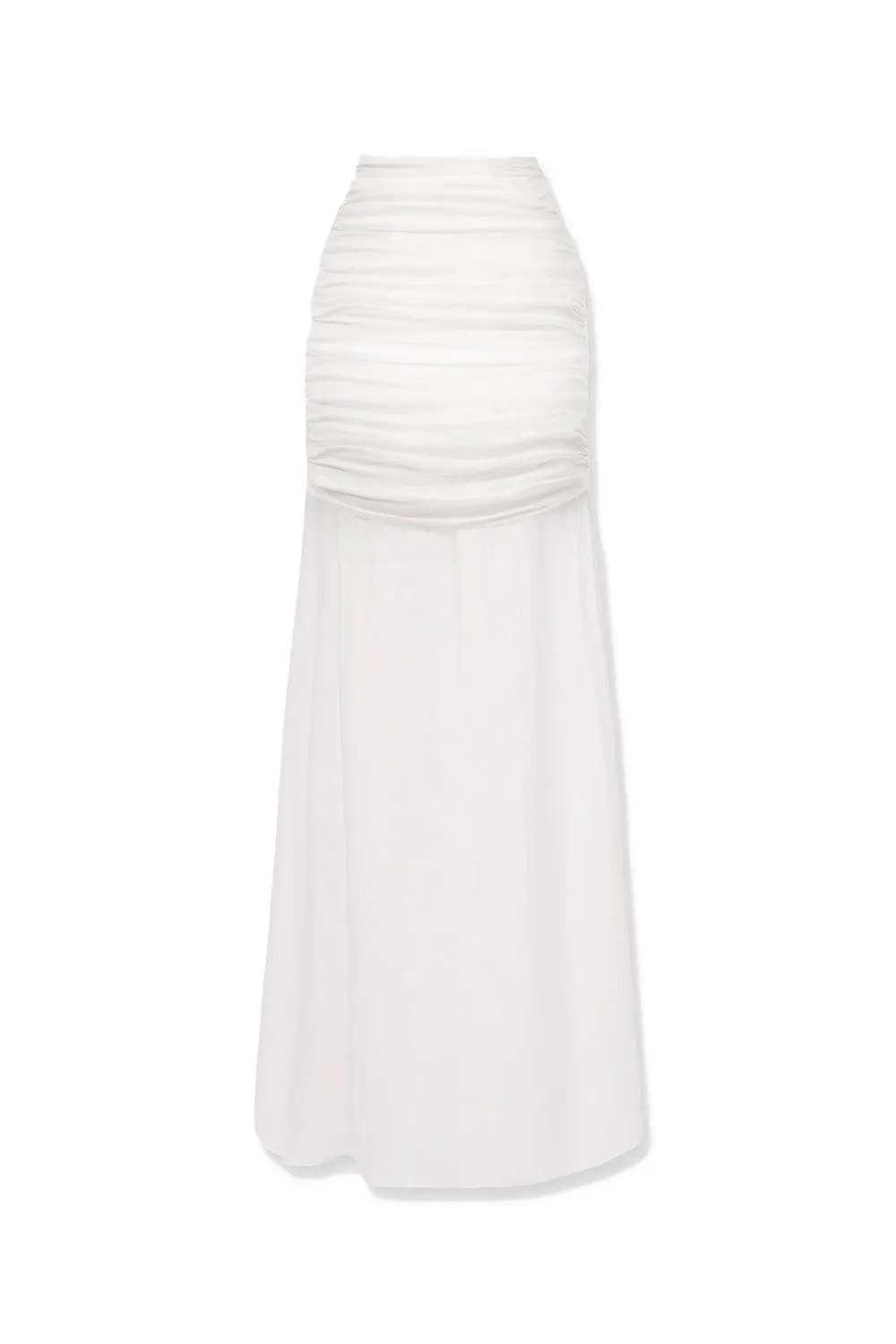 Caily Slit Gathered Silk Chiffon Floor Length Skirt