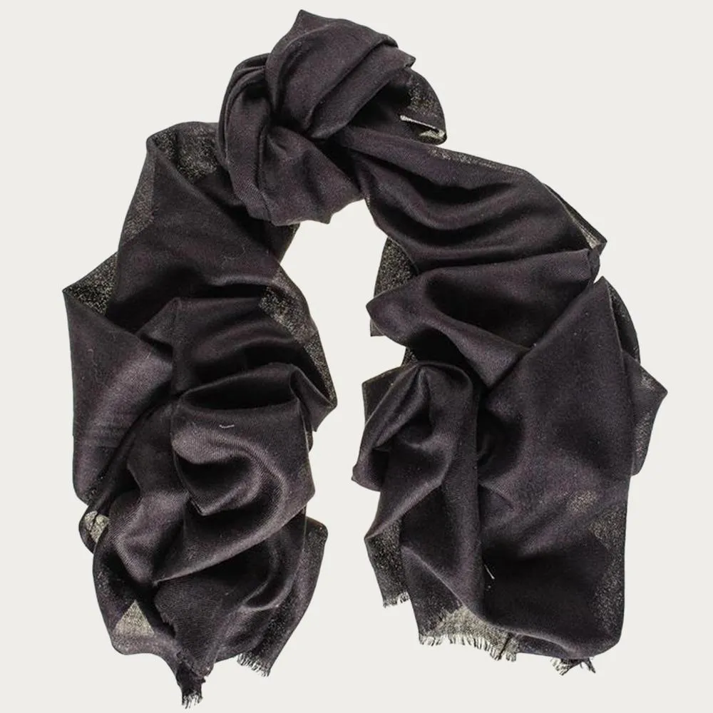 Classic Black Cashmere and Silk Scarf