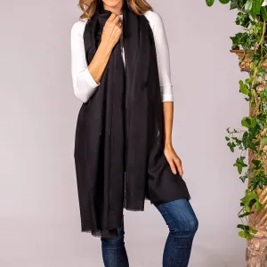 Classic Black Cashmere and Silk Scarf