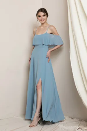 Dusty Blue Blouson-style Class Bridesmaid Dress