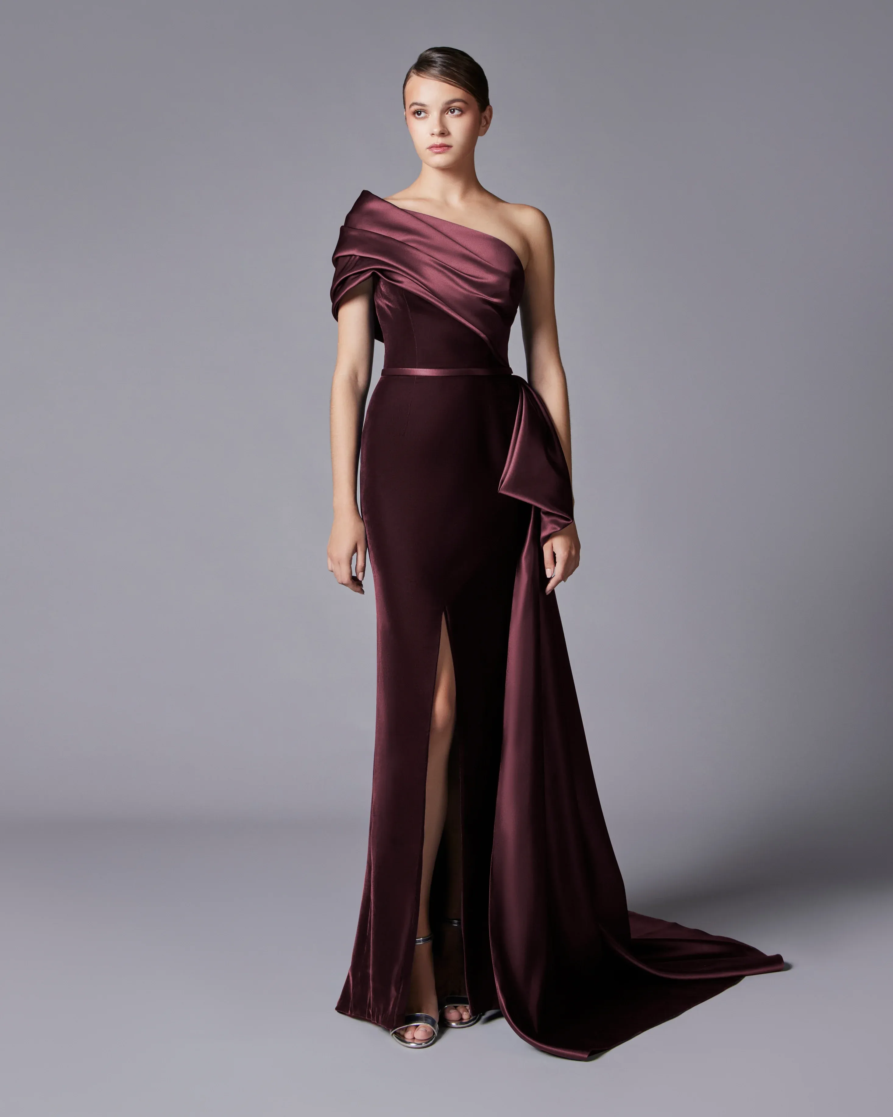 Elegant Dark Blue One Shoulder Evening Dress SF369