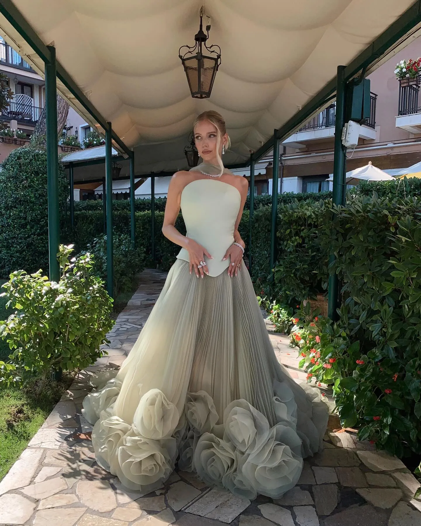 Elegant Green Strapless 3D Flowers Evening Dress SF300