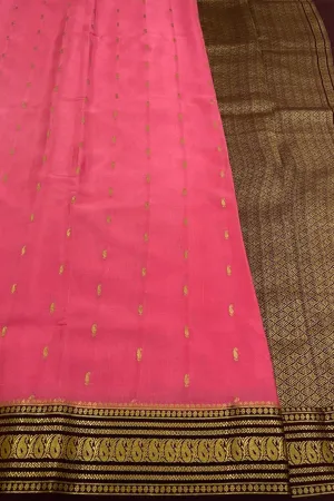 Elegant Pink Handloom Mysore Crepe Silk Saree