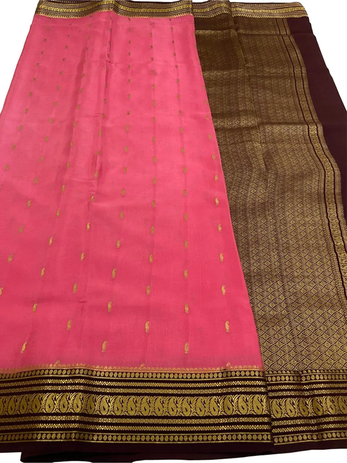 Elegant Pink Handloom Mysore Crepe Silk Saree