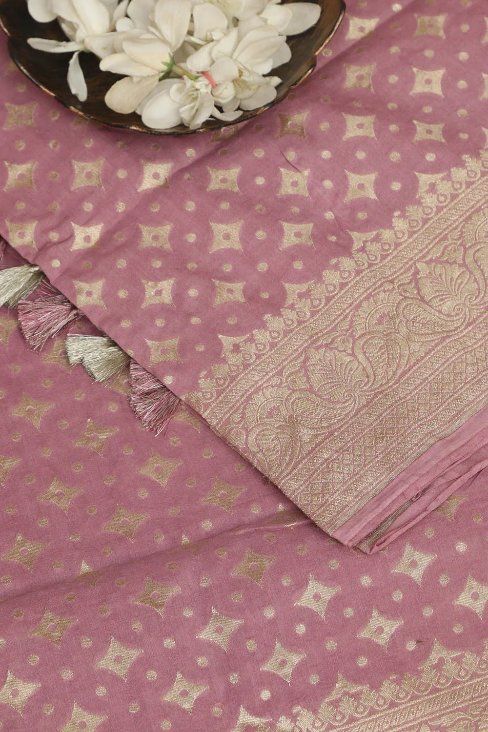Exquisite Purple Banarasi Handloom Pure Moonga Silk Dupatta