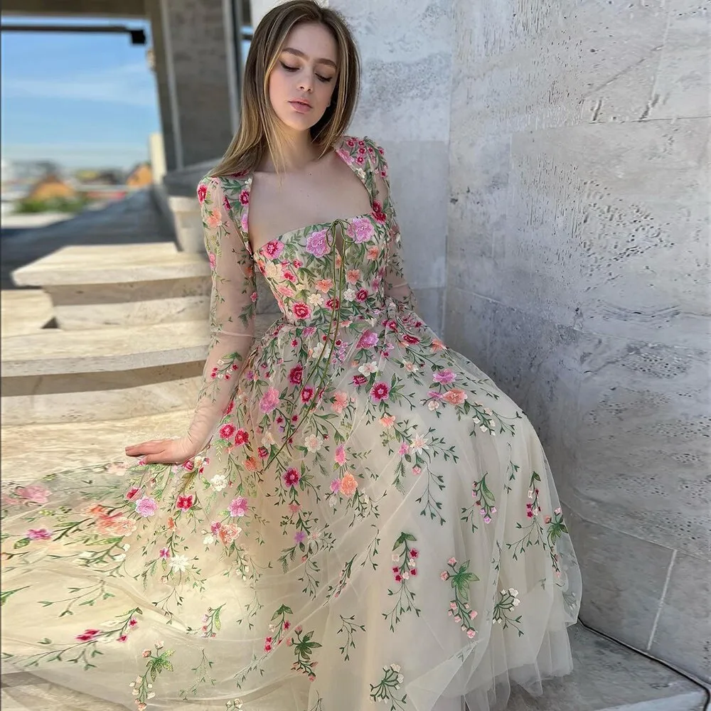 Garden Embroidery Short Evening Dress with Jacket SS232