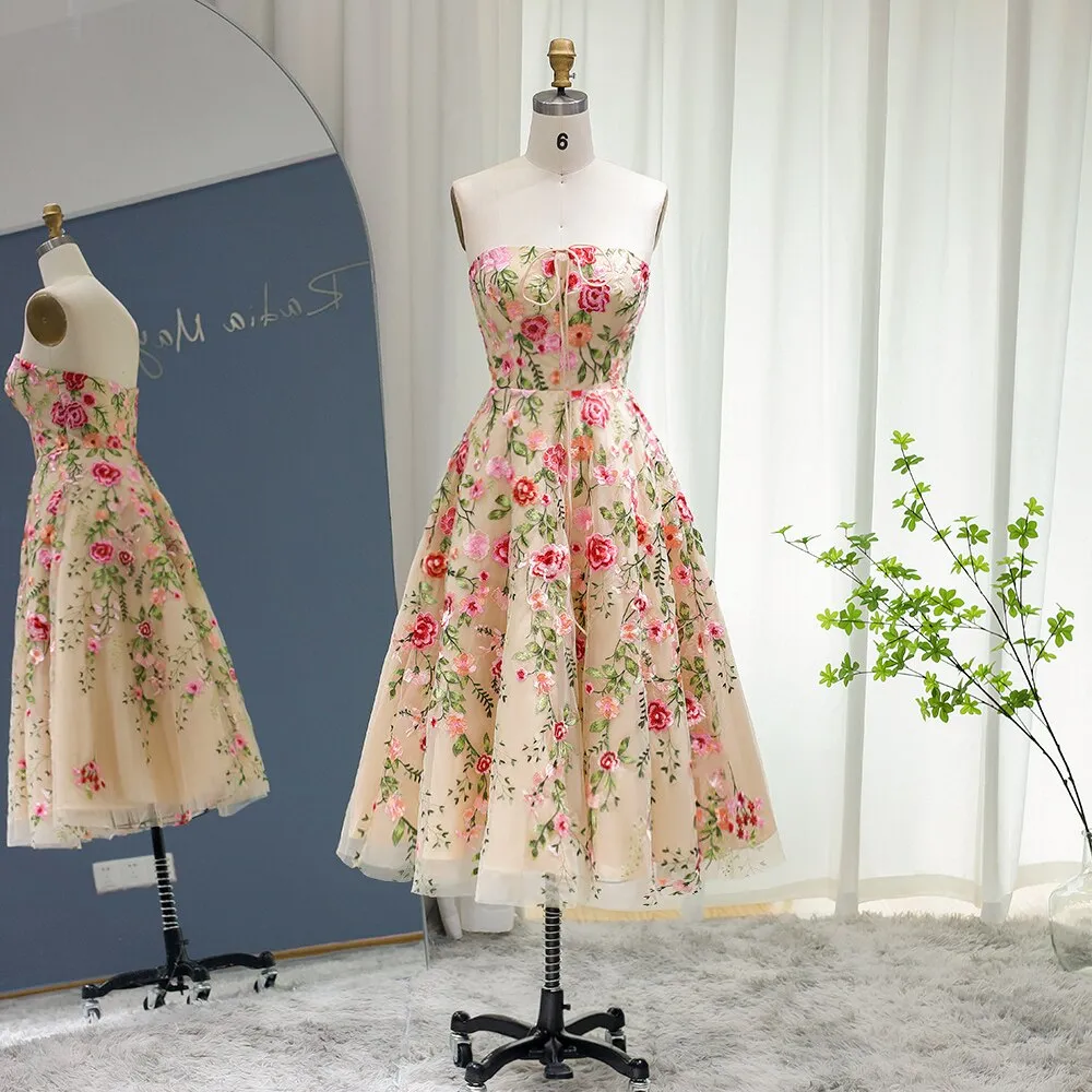 Garden Embroidery Short Evening Dress with Jacket SS232