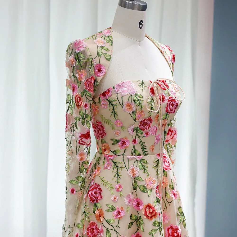 Garden Embroidery Short Evening Dress with Jacket SS232