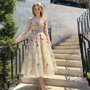 Garden Embroidery Short Evening Dress with Jacket SS232