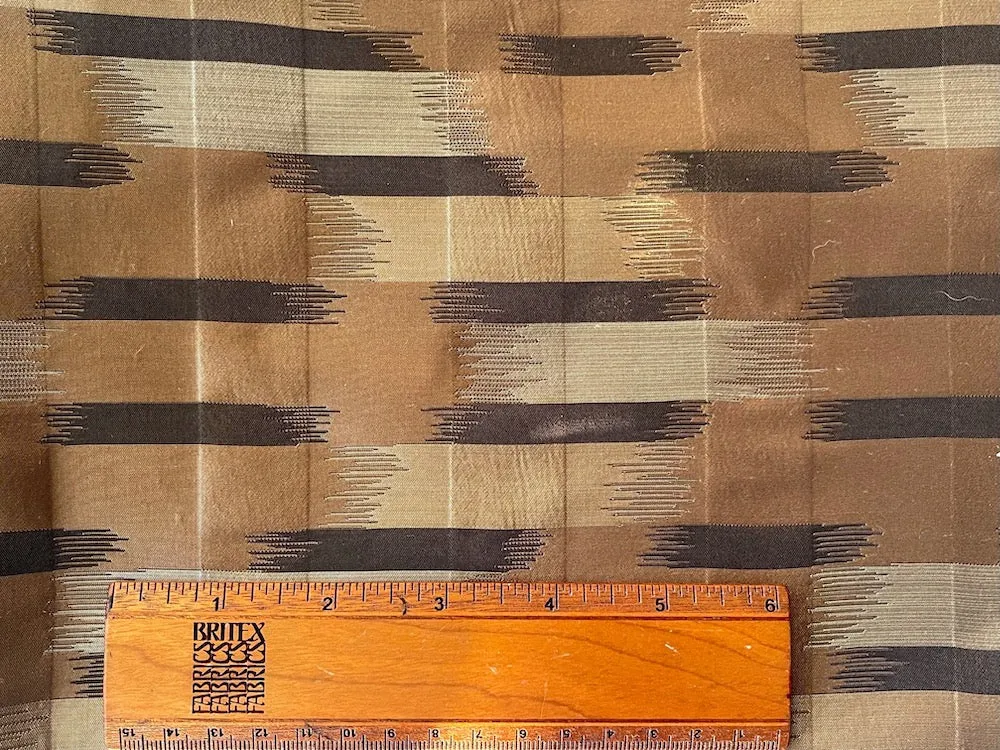 Gleaming Ikat Bronze, Soft Black, Almond & French Beige Silk Brocade (Made in USA)