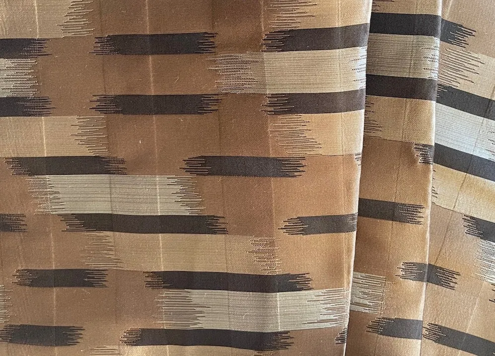 Gleaming Ikat Bronze, Soft Black, Almond & French Beige Silk Brocade (Made in USA)