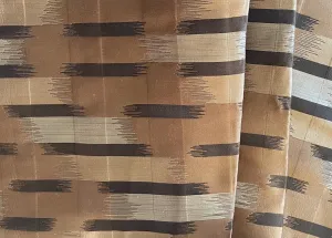 Gleaming Ikat Bronze, Soft Black, Almond & French Beige Silk Brocade (Made in USA)