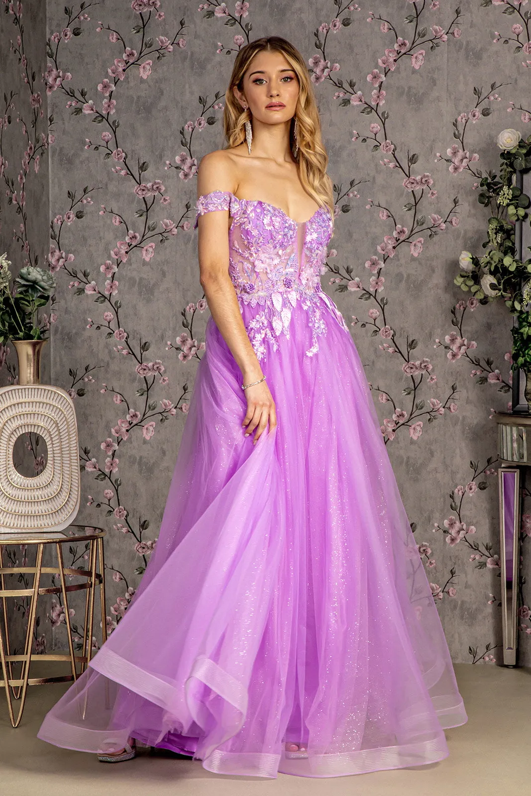 GLS BY GLORIA GL3443 Illusion Boning Evening Dress