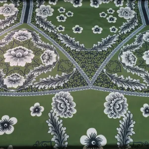 Green Floral Printed Silk Charmeuse