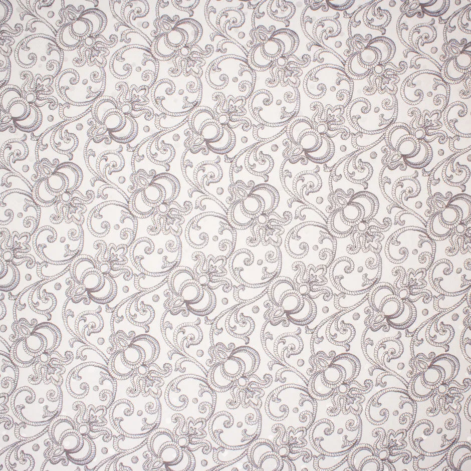 Grey & Blue Printed Silk Jacquard (A 2.40m Piece)