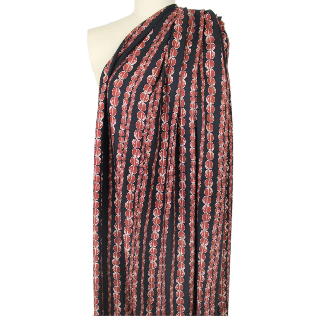 Italian 'coffee chain' viscose pebble crepe woven - spice/black