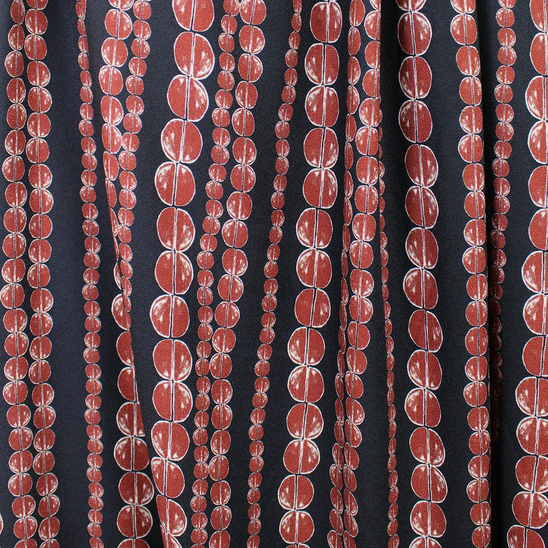 Italian 'coffee chain' viscose pebble crepe woven - spice/black