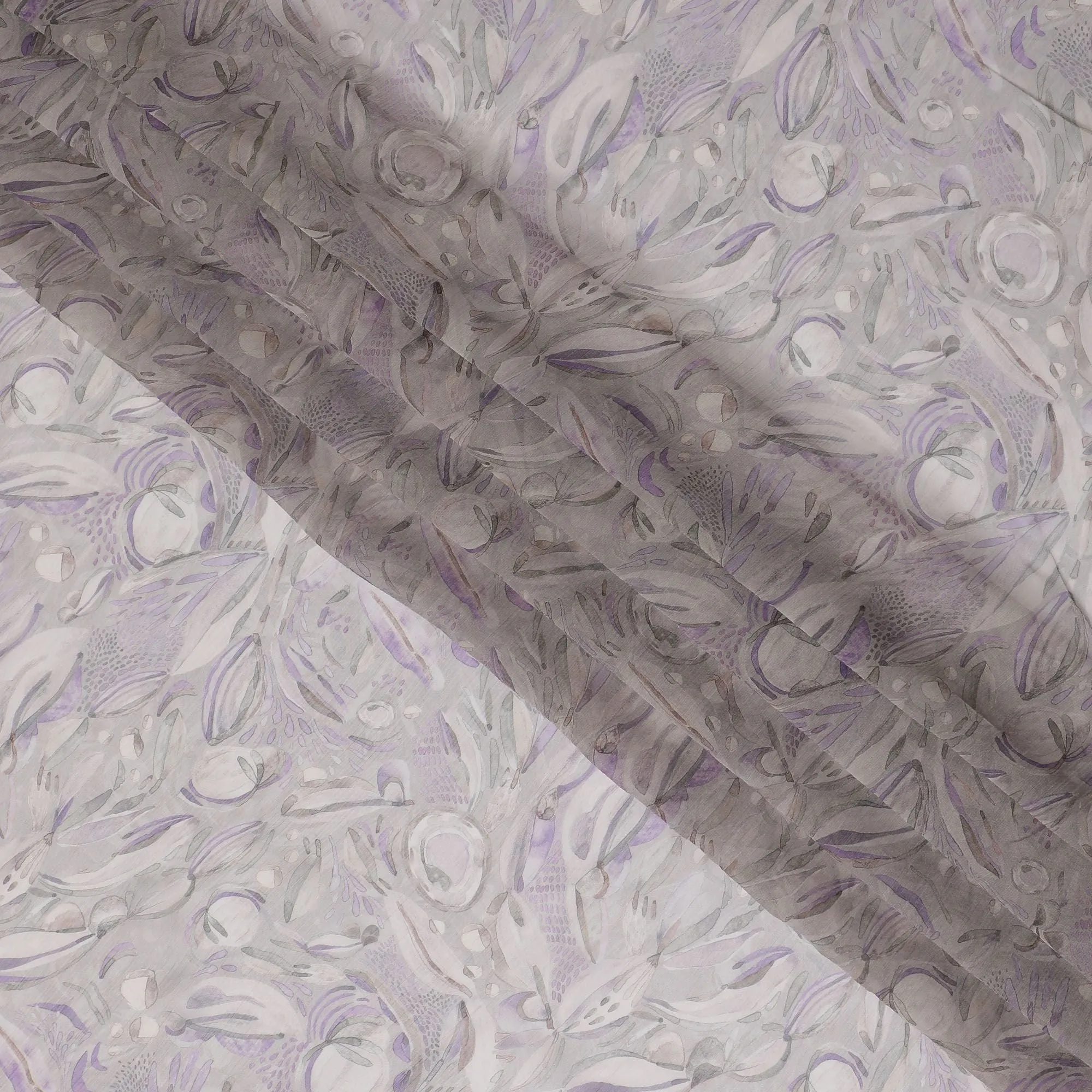 Lavender Whisper - Synthetic Chiffon Fabric, Paisley Design, 110cm Width â€“ Buy in meters for Craft & Apparel-D18116