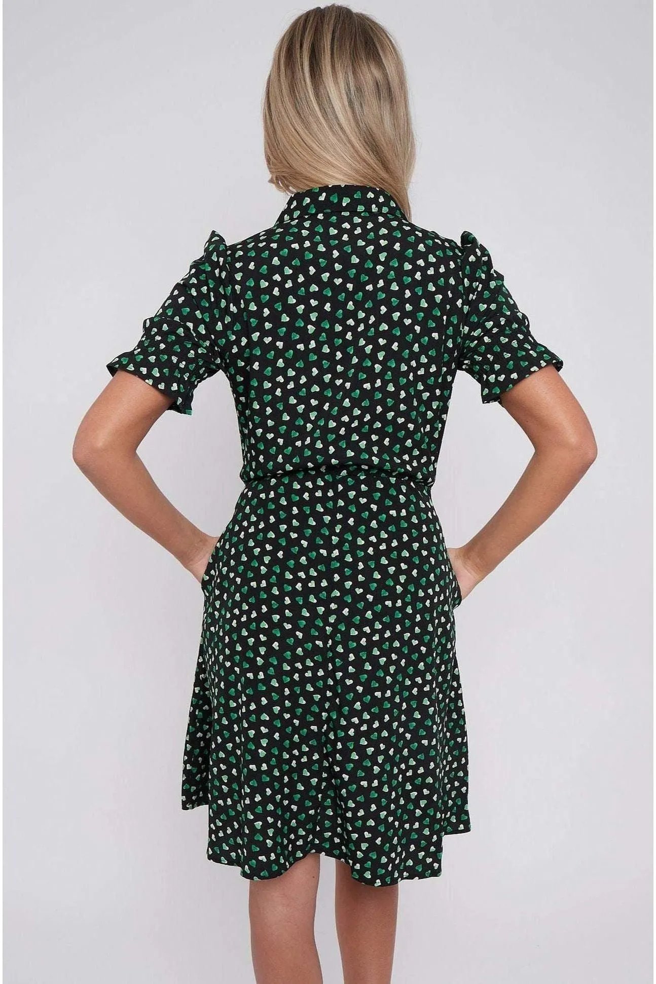 LOVE SUNSHINE Black Heart Print Mini Dress
