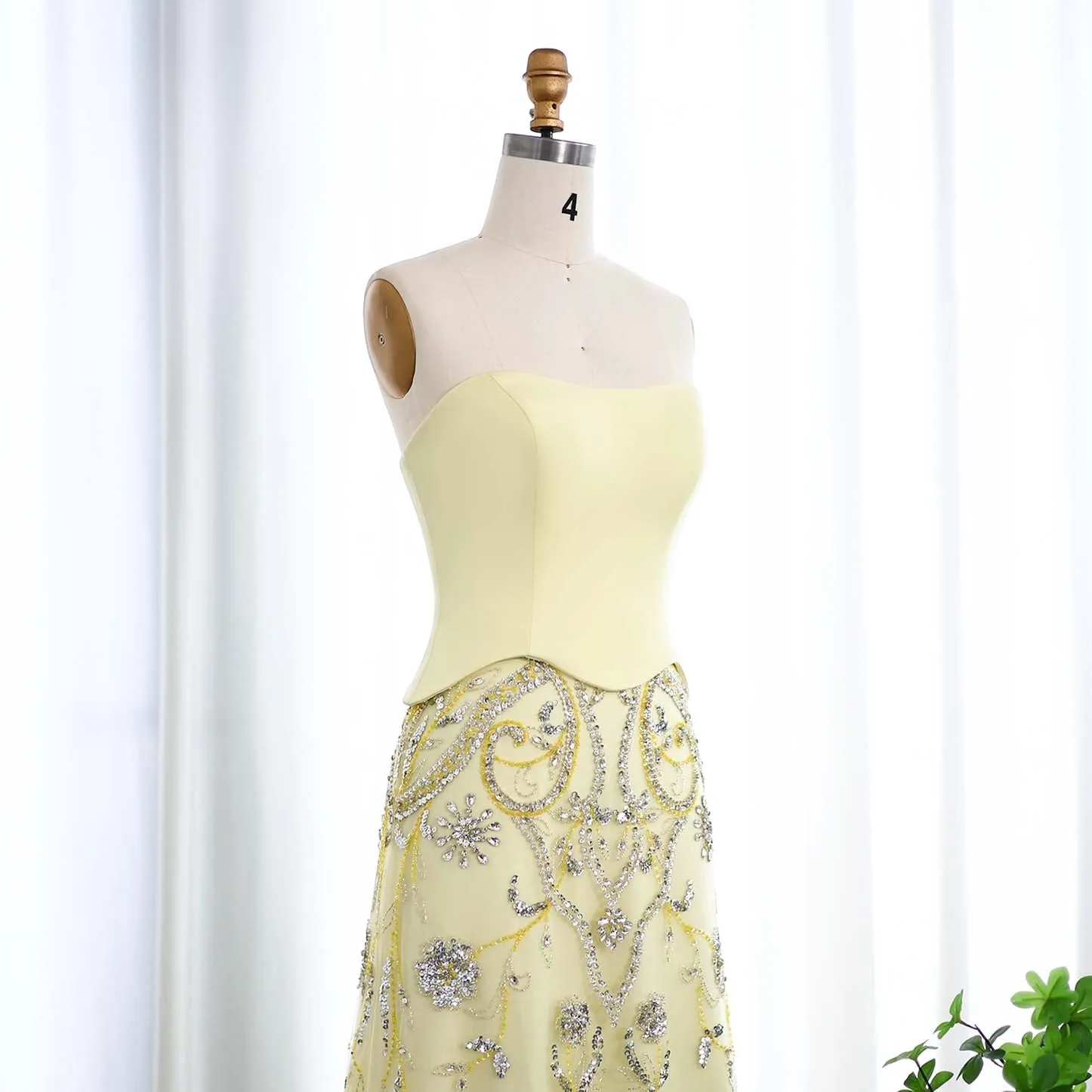 Luxury Sage Green Strapless Evening Dress SS254