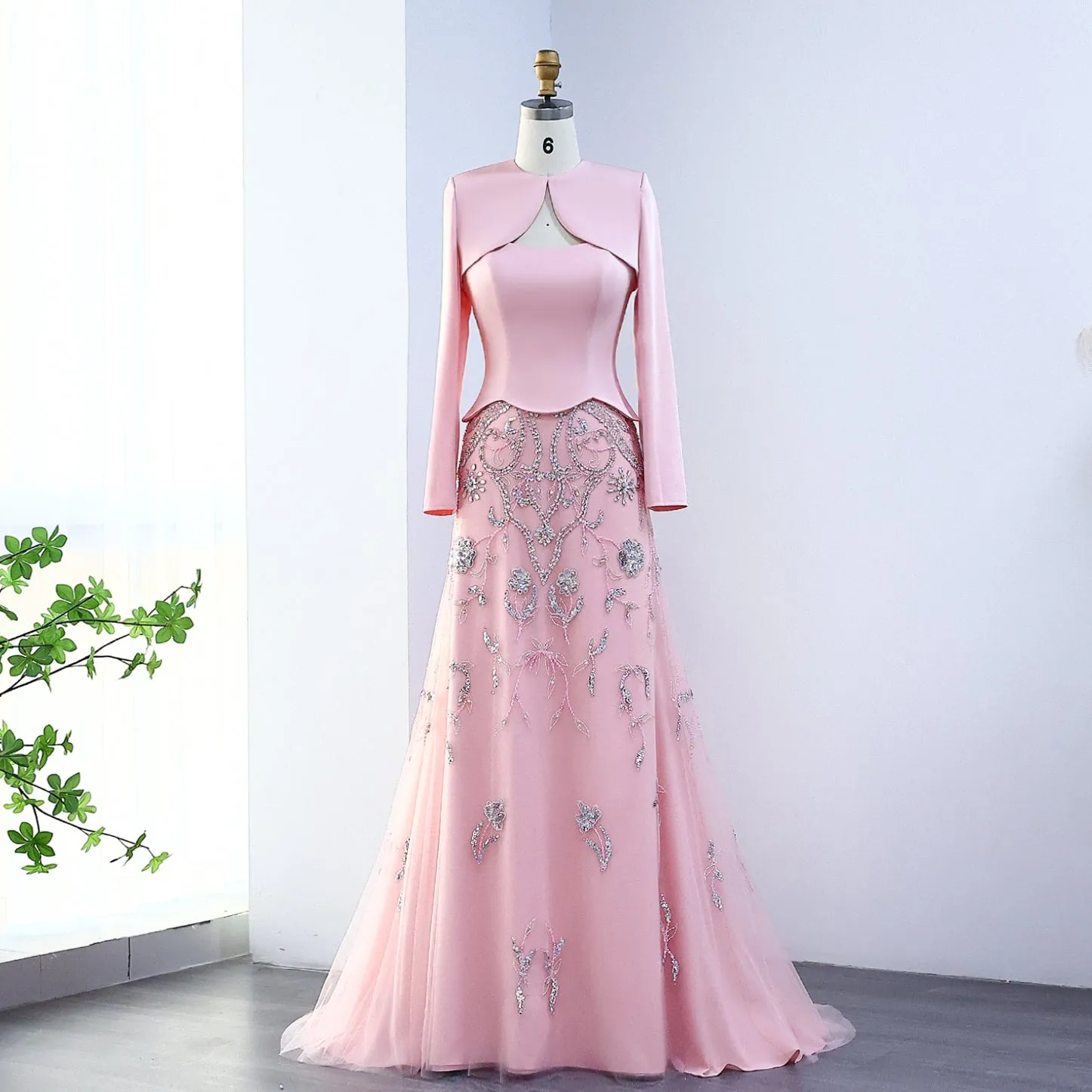 Luxury Sage Green Strapless Evening Dress SS254