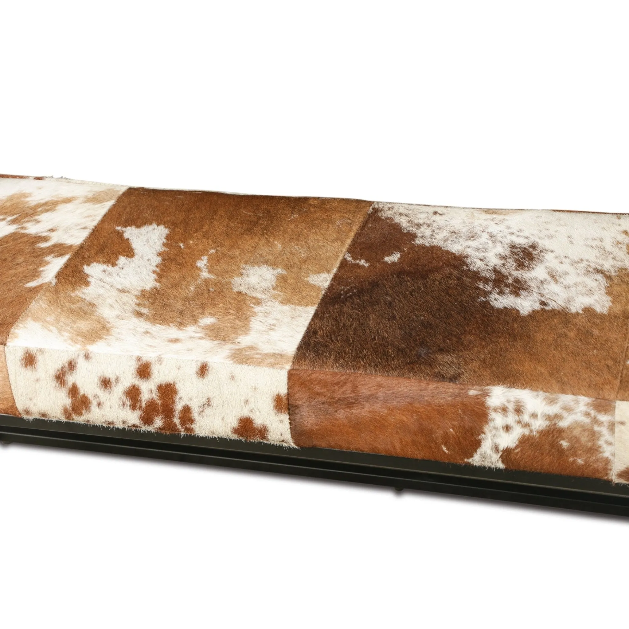 Melbourne 54" Iron and Brown Cowhide Leather Bench