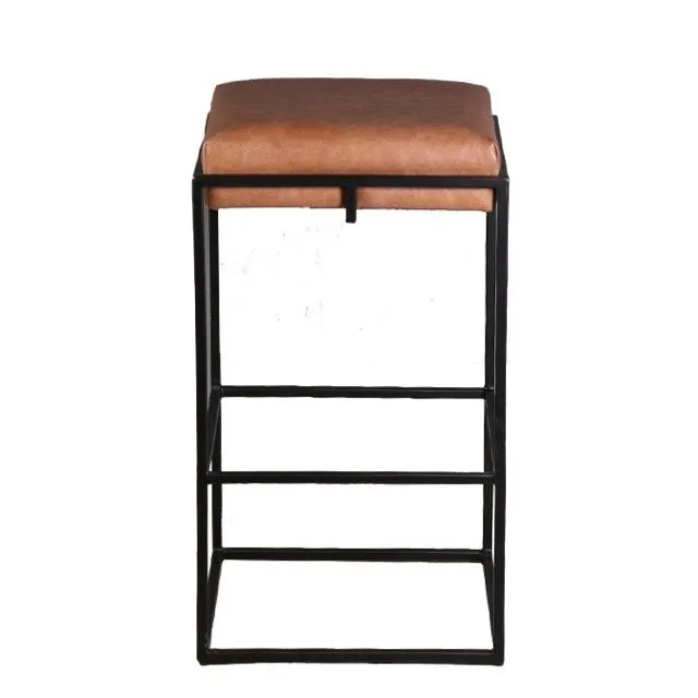 Melbourne Cognac Leather Backless Counter Stool