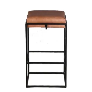 Melbourne Cognac Leather Backless Counter Stool