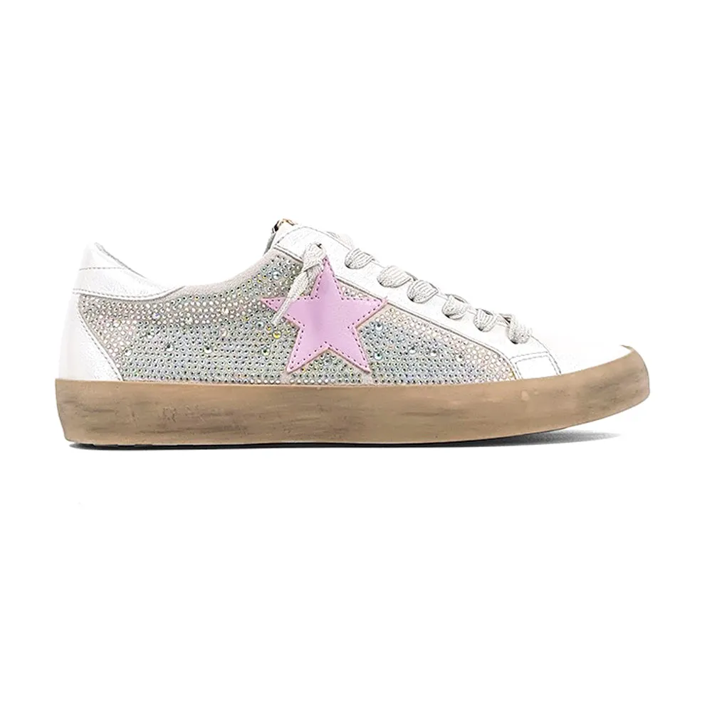 Paula Rhinestone Metallic Lace Up Sneakers