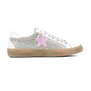 Paula Rhinestone Metallic Lace Up Sneakers