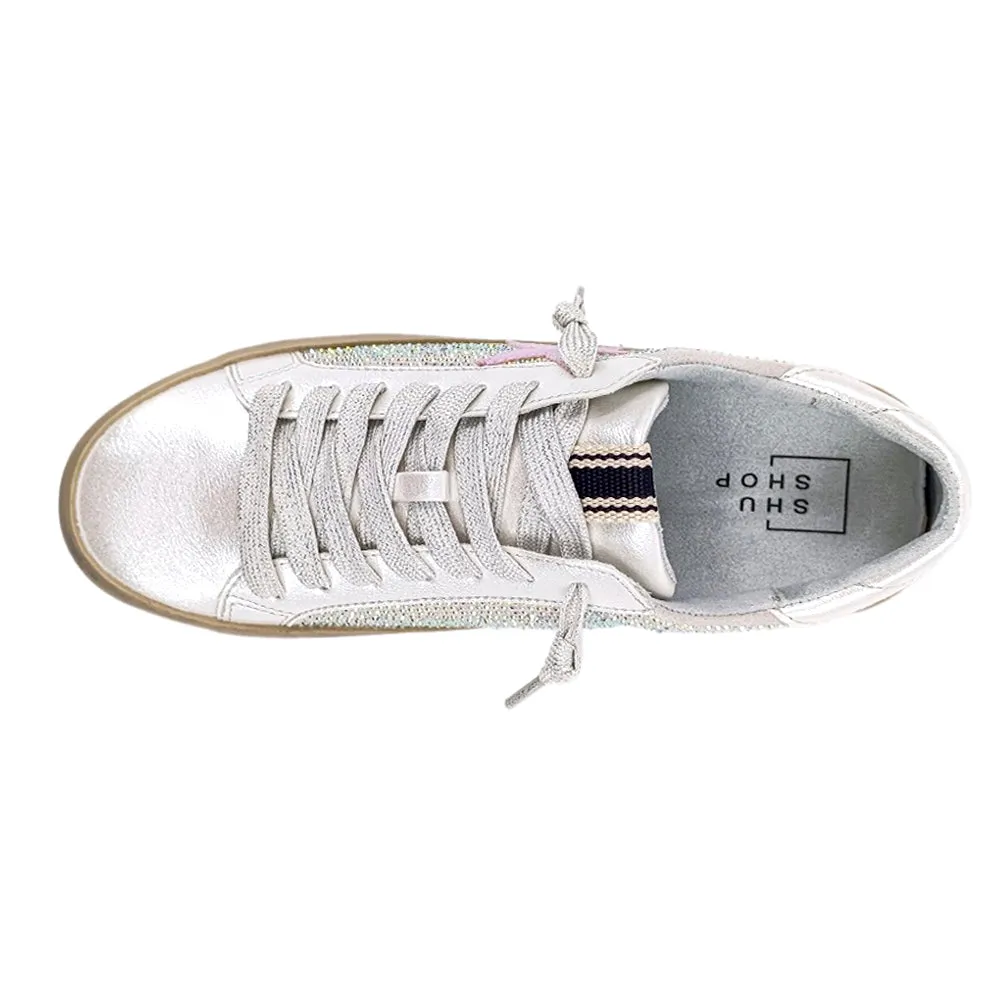 Paula Rhinestone Metallic Lace Up Sneakers