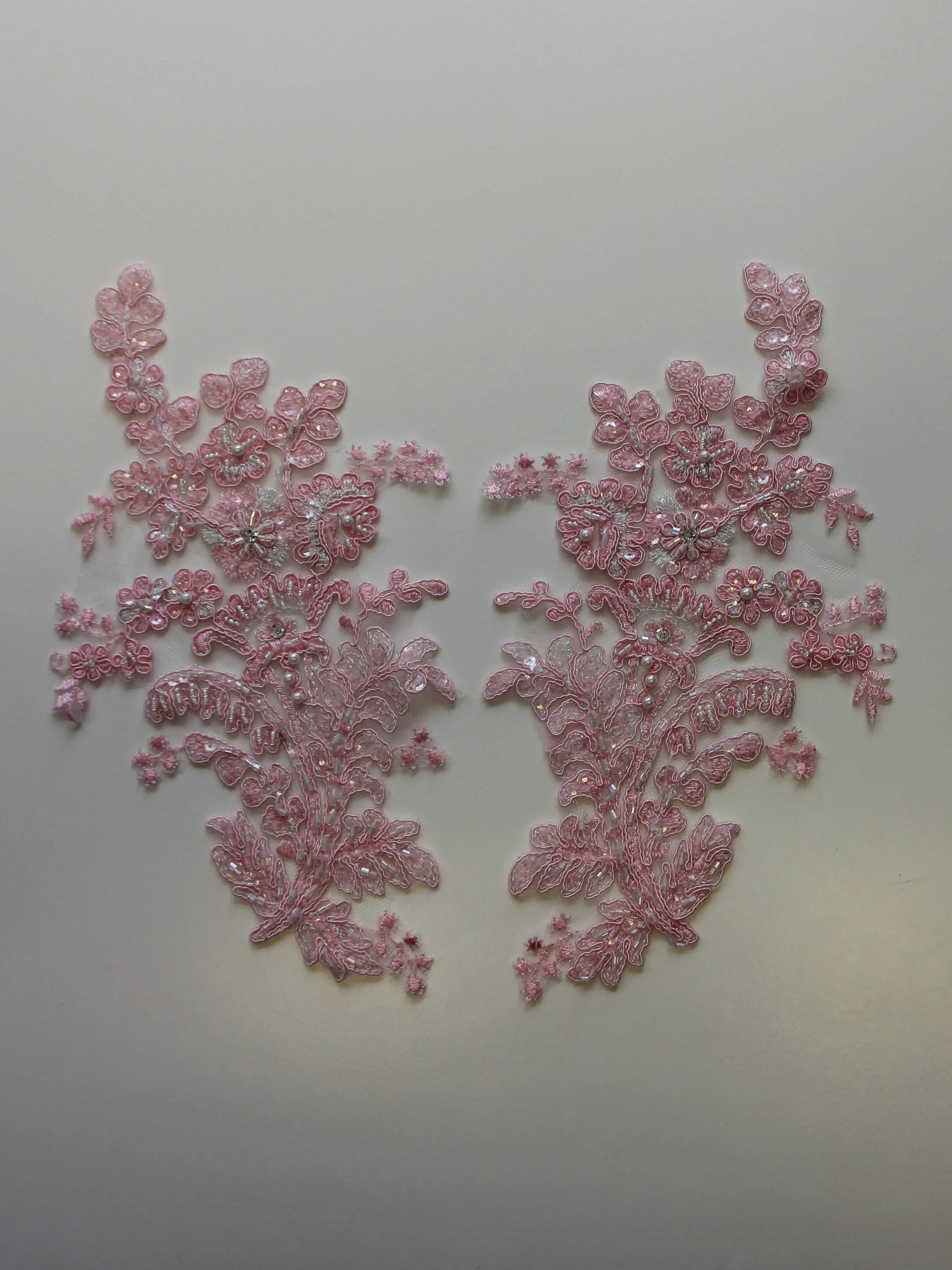 Peony Pink Corded Lace Appliques - Mona